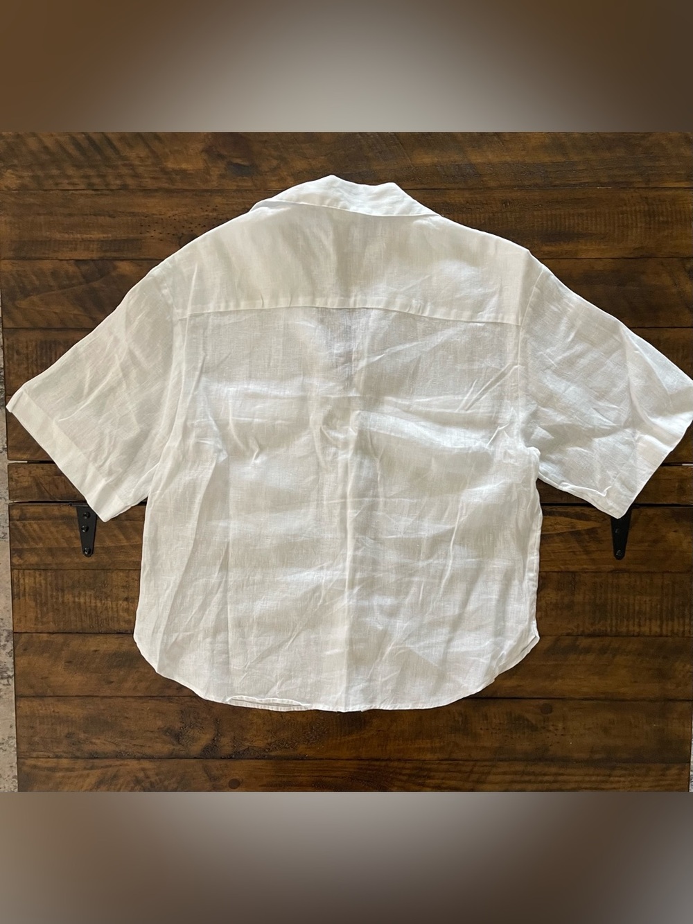 H&M White Button Front Short Sleeve Blouse Size Small Lightweight Relaxed Fit - Picture 3 of 4